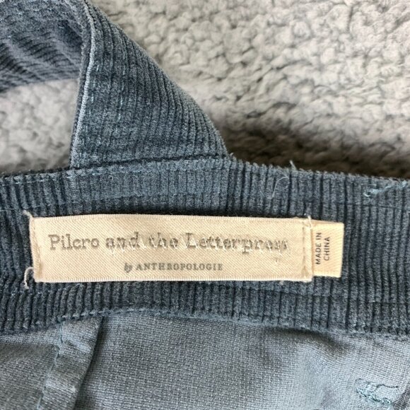 Anthropologie Pilcro Jamina Corduroy Overalls Womens 28 Blue Flare Leg Dungarees - Picture 4 of 16